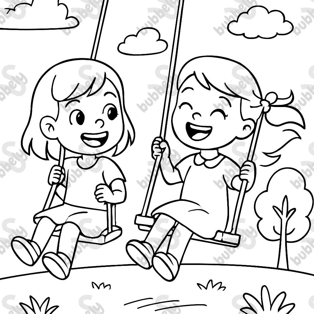 two girls on the swing two girls on the swing