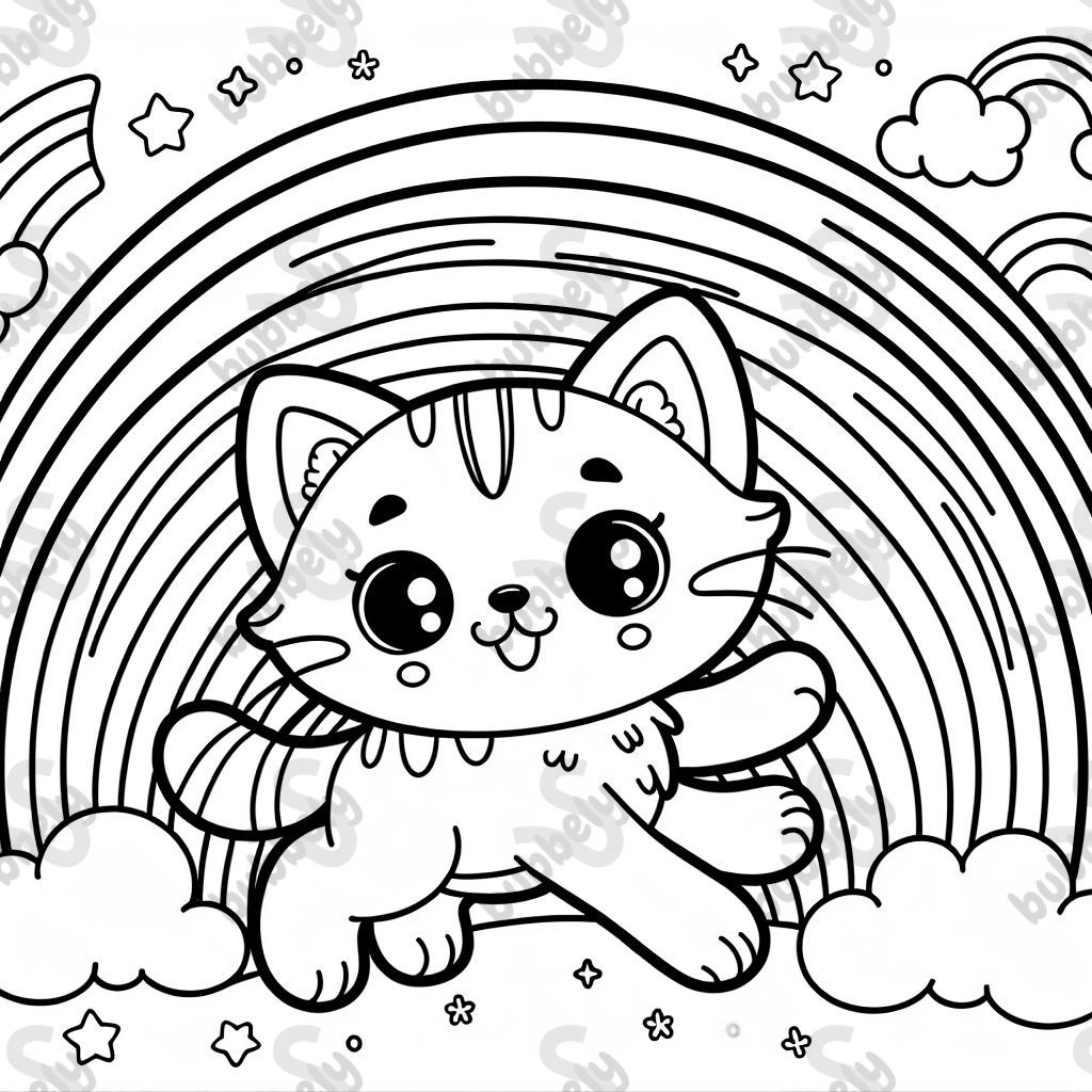 kitty cat on a rainbow
