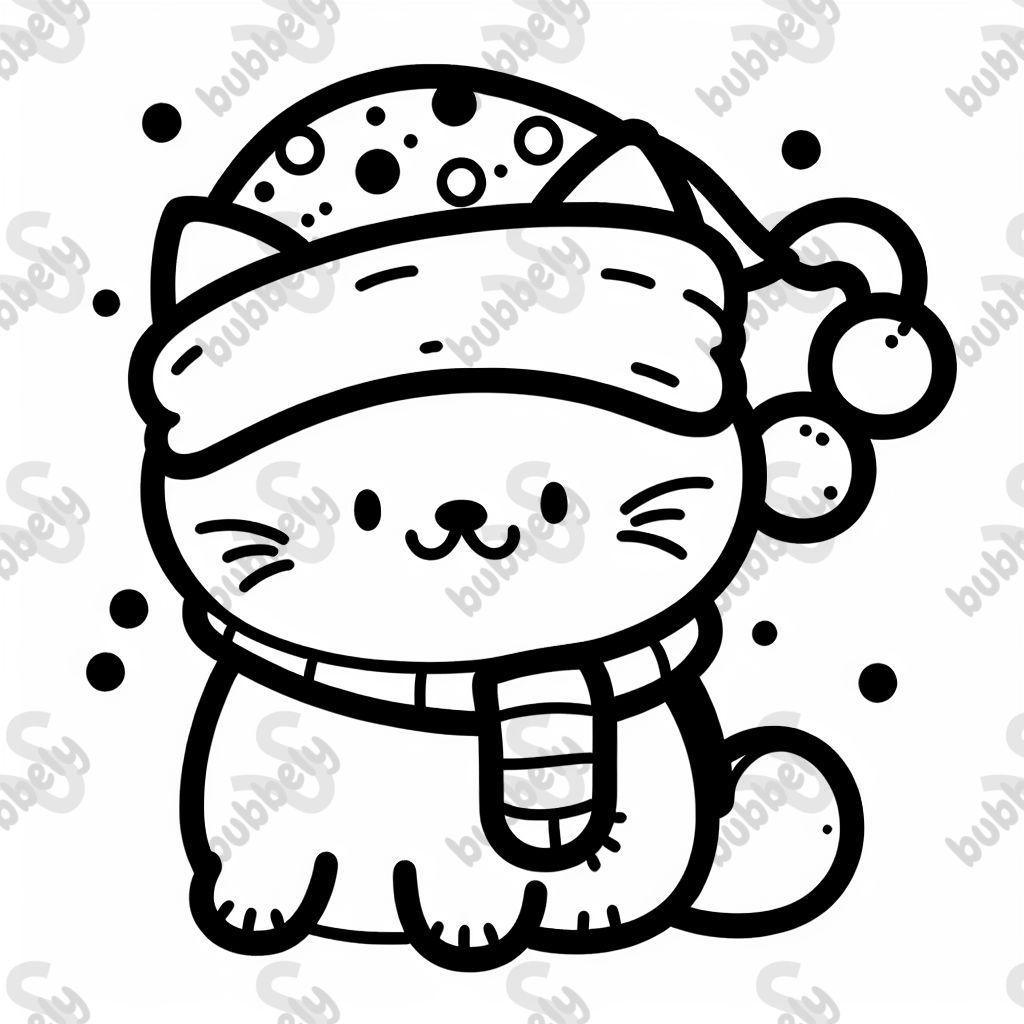 Cat with a christmas scene in the background