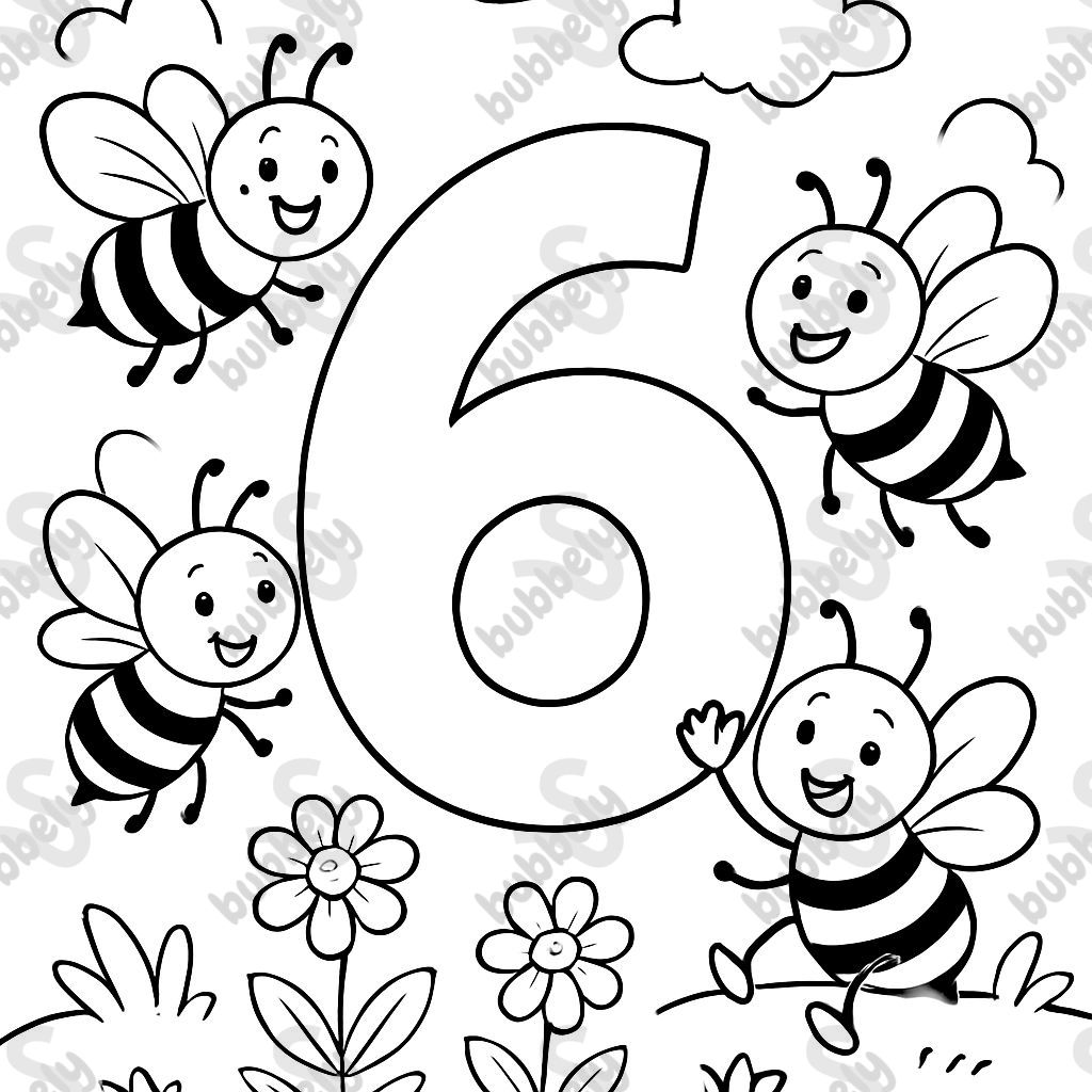 Number 6 with bees