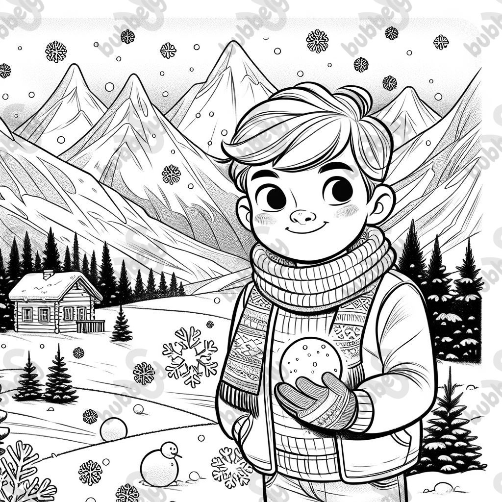 A boy in the snow-capped mountains