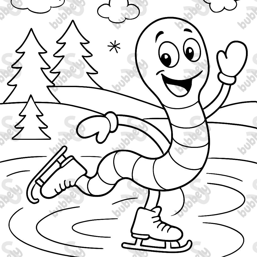 Un ver de terre qui fait du patin à glace. Un ver de terre qui fait du patin à glace.