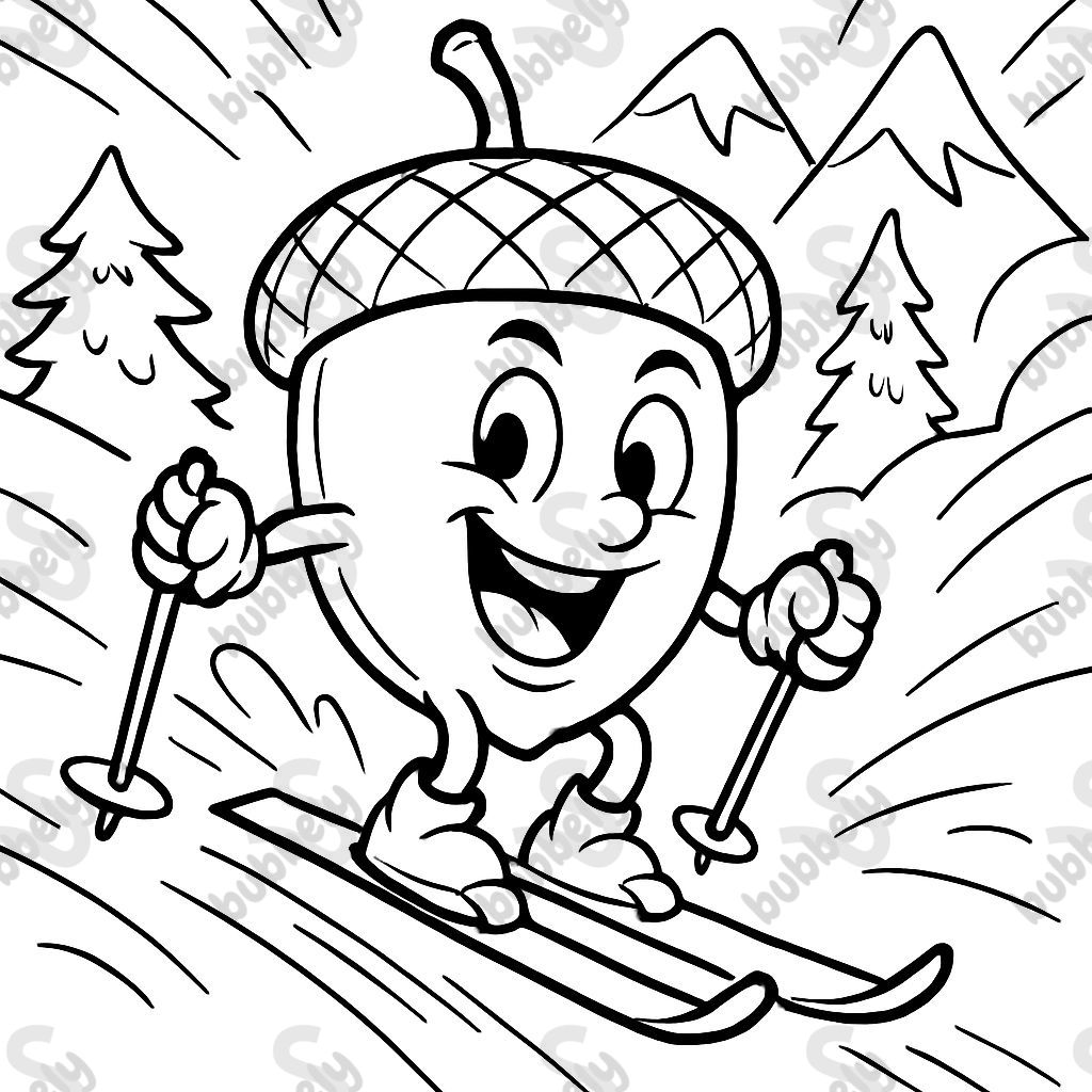 un gland sur des skis un gland sur des skis