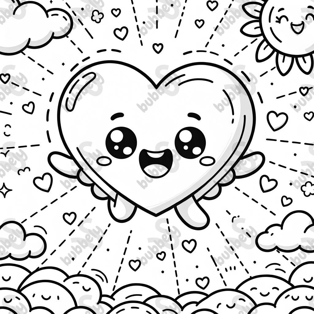 smiling heart flying