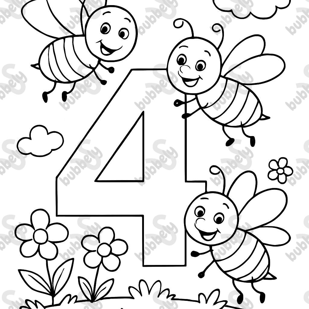 Number 4 with bees