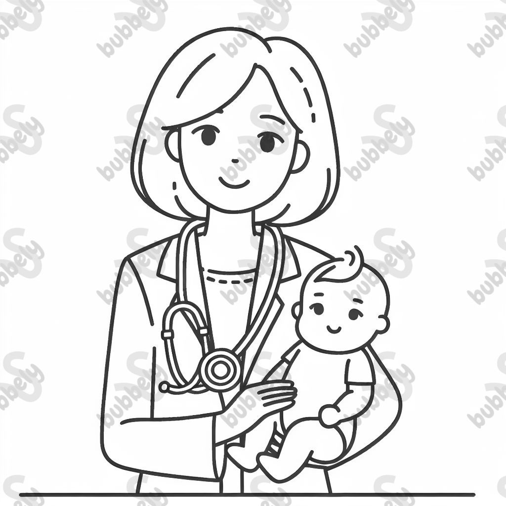 Eine Ärztin mit einem Baby