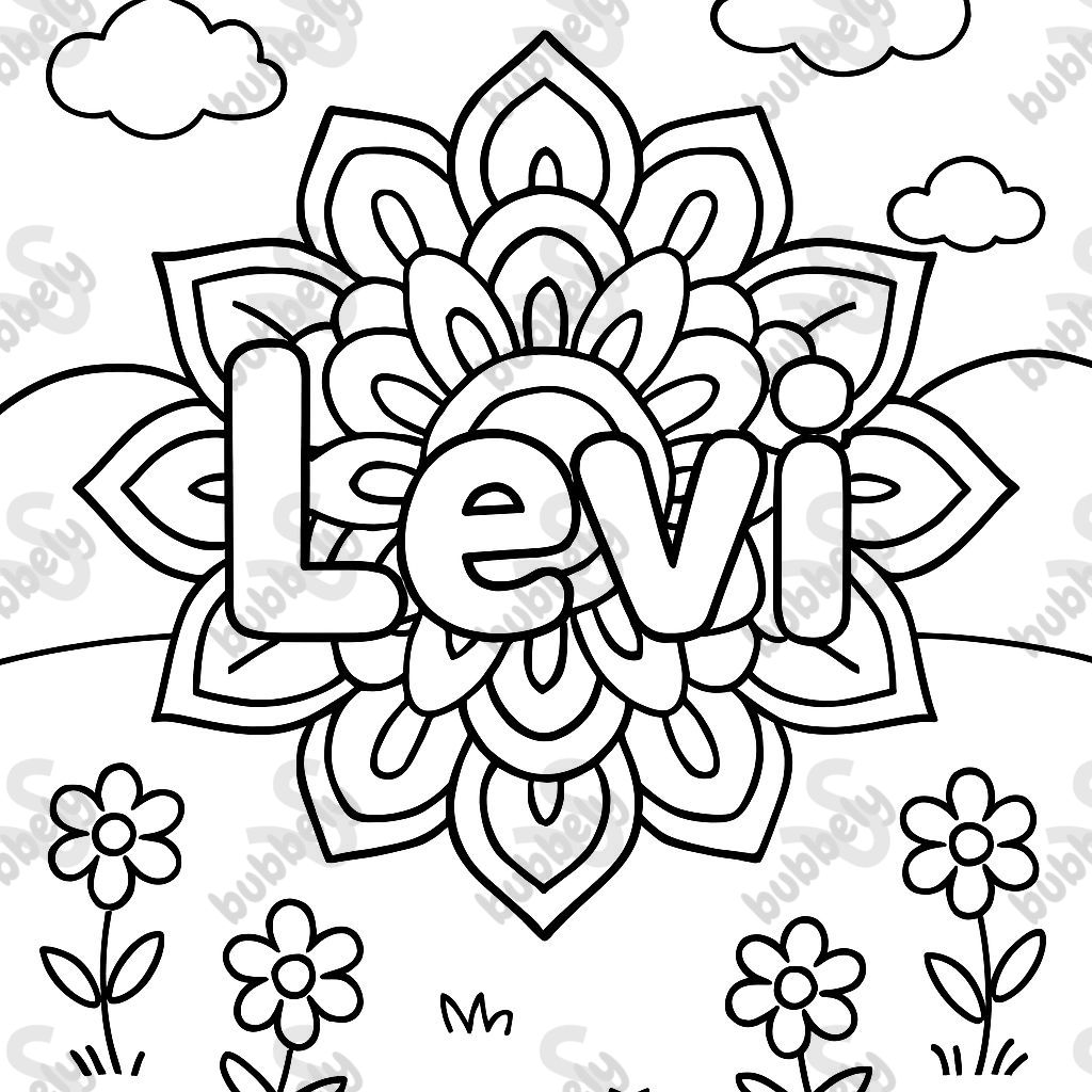The name Levi with mandala pattern around it
