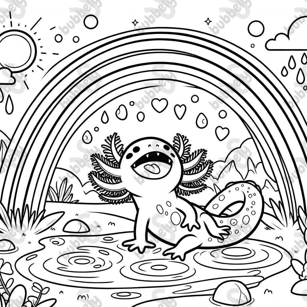 An axolotl and a rainbow 
