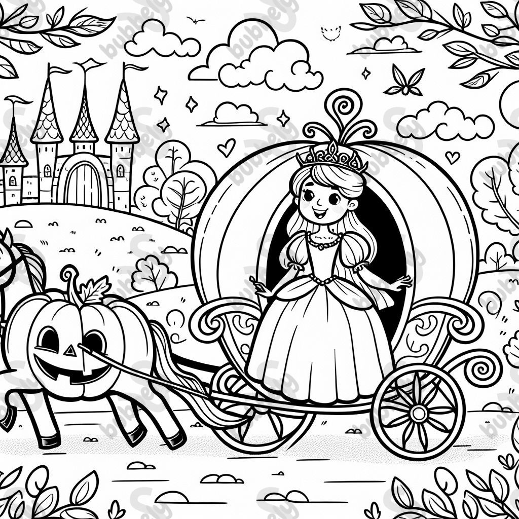 A princess in a pumpkin carriage