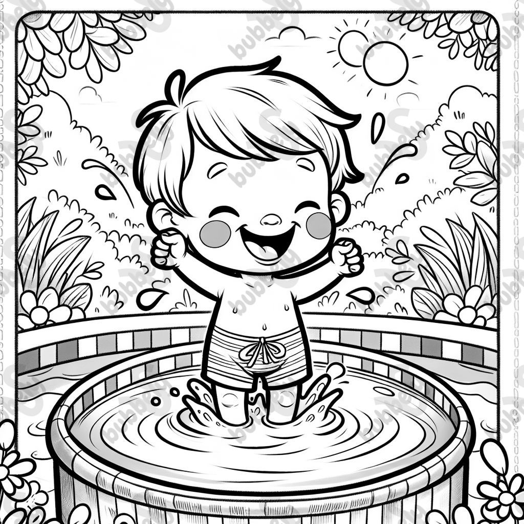 A toddler swimming in the pool