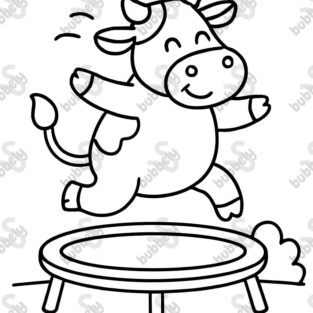 Vache saute sur trampoline Vache saute sur trampoline