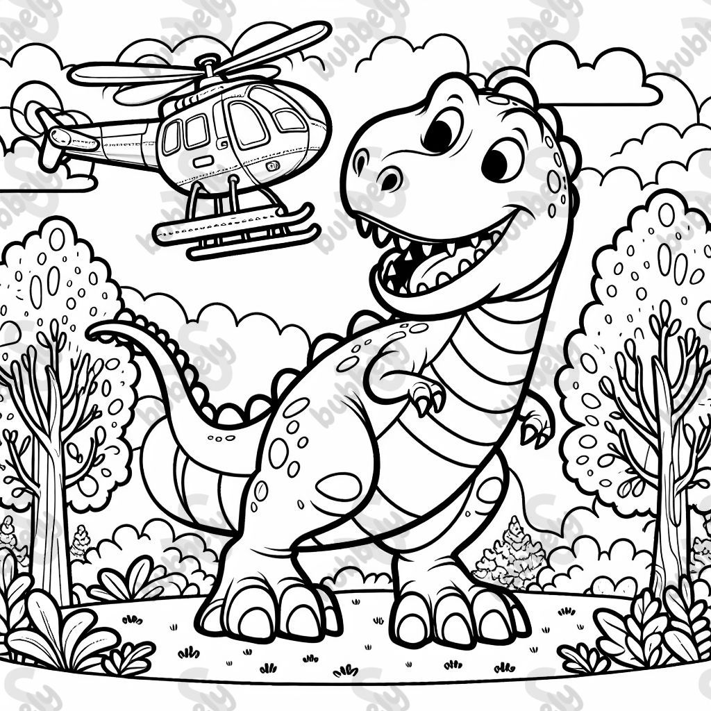 Big dino with helicopter