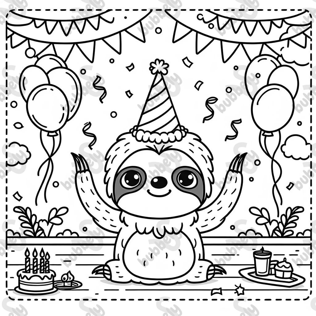 Sloth with birthday hat