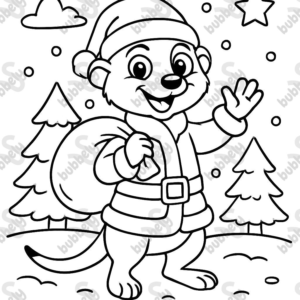 Meerkat as a full body in Santa Claus costume