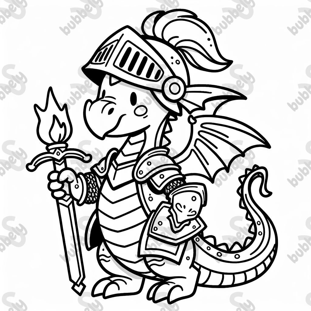 un dragon dans une armure de chevalier