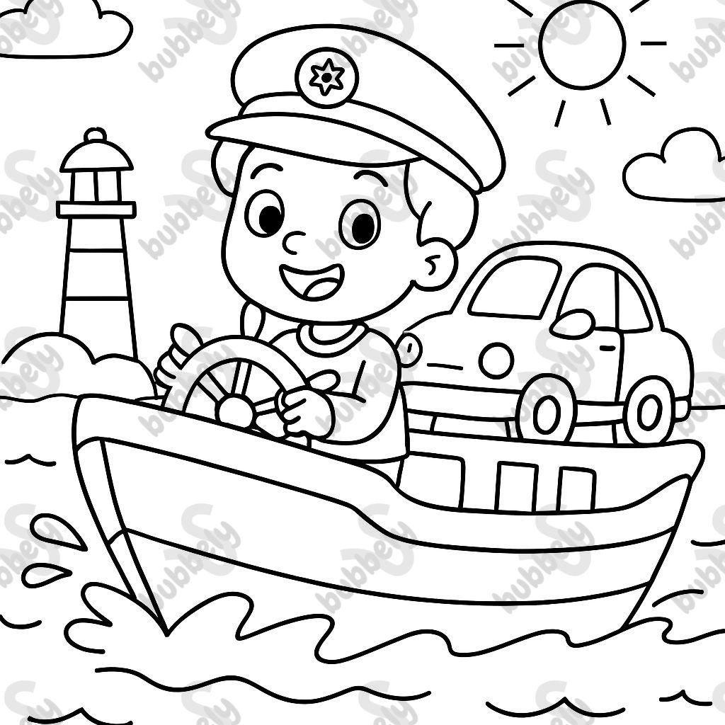 a person driving a car carrier boat.