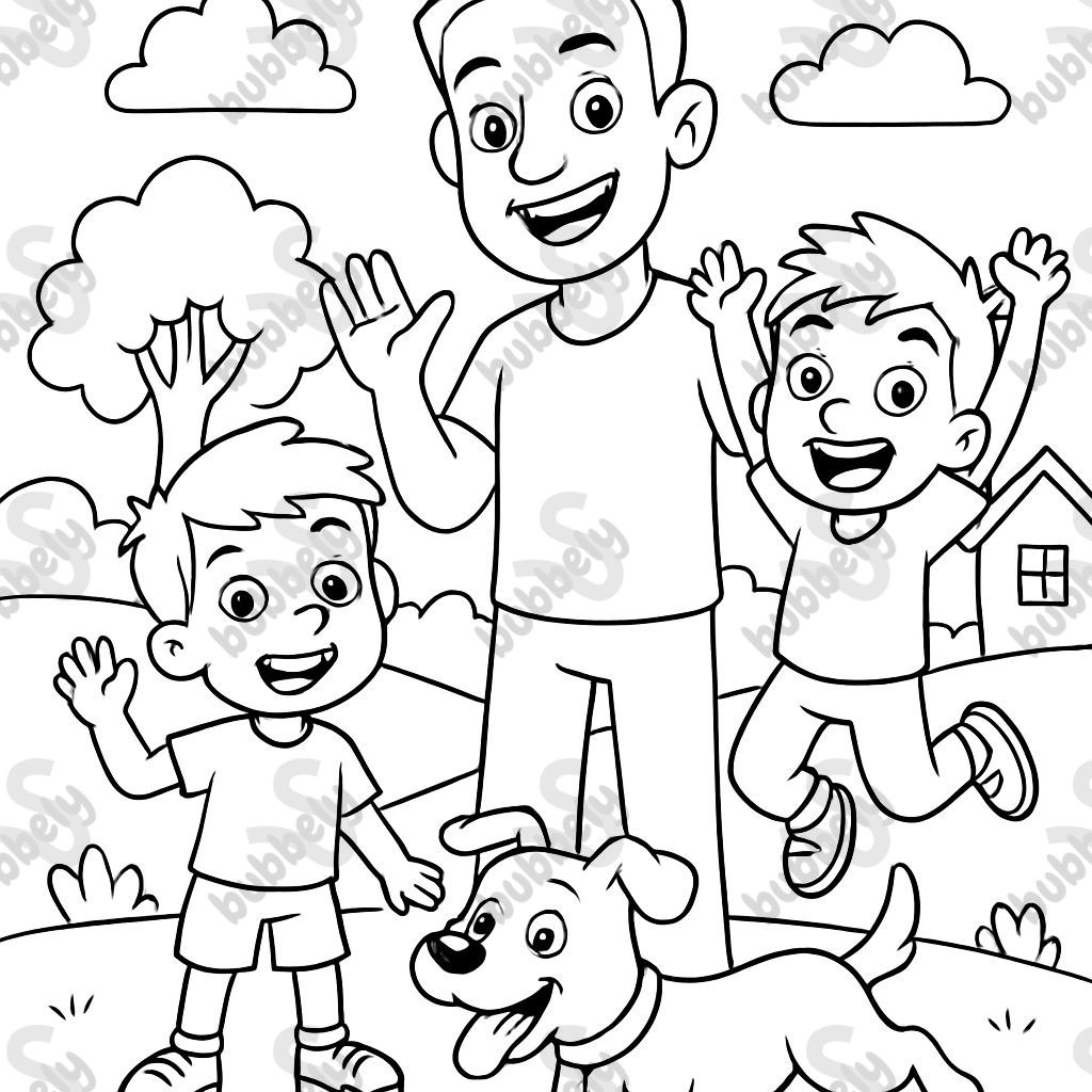 2 brothers, dad, dog