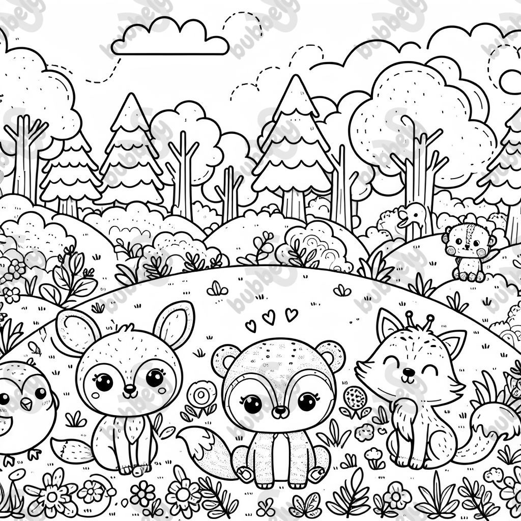 Cute animals in a forest