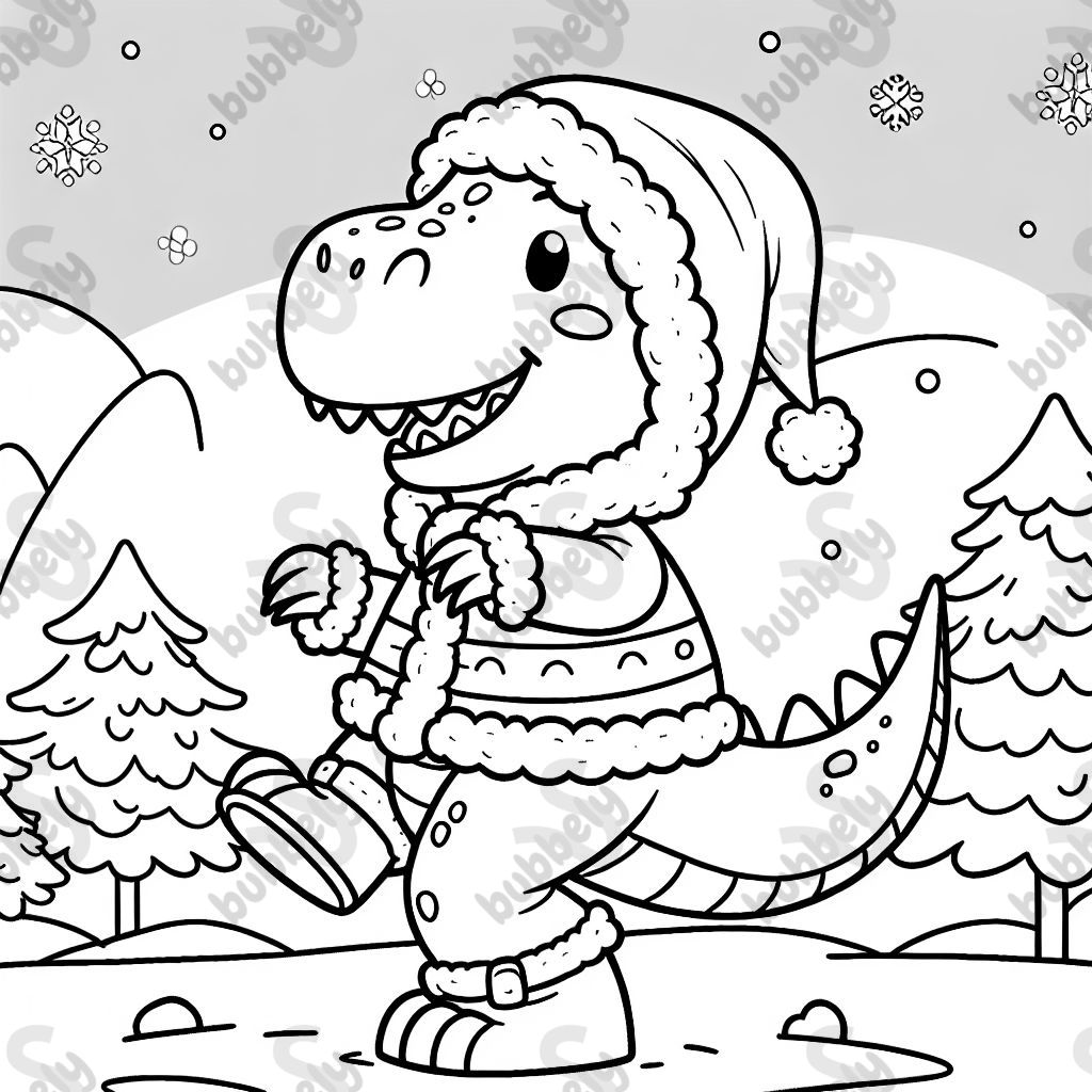 Einen als weihnachtsmann verkleideten dinosaurier