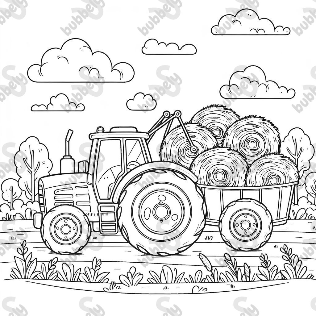 un tracteur avec des balles de foin