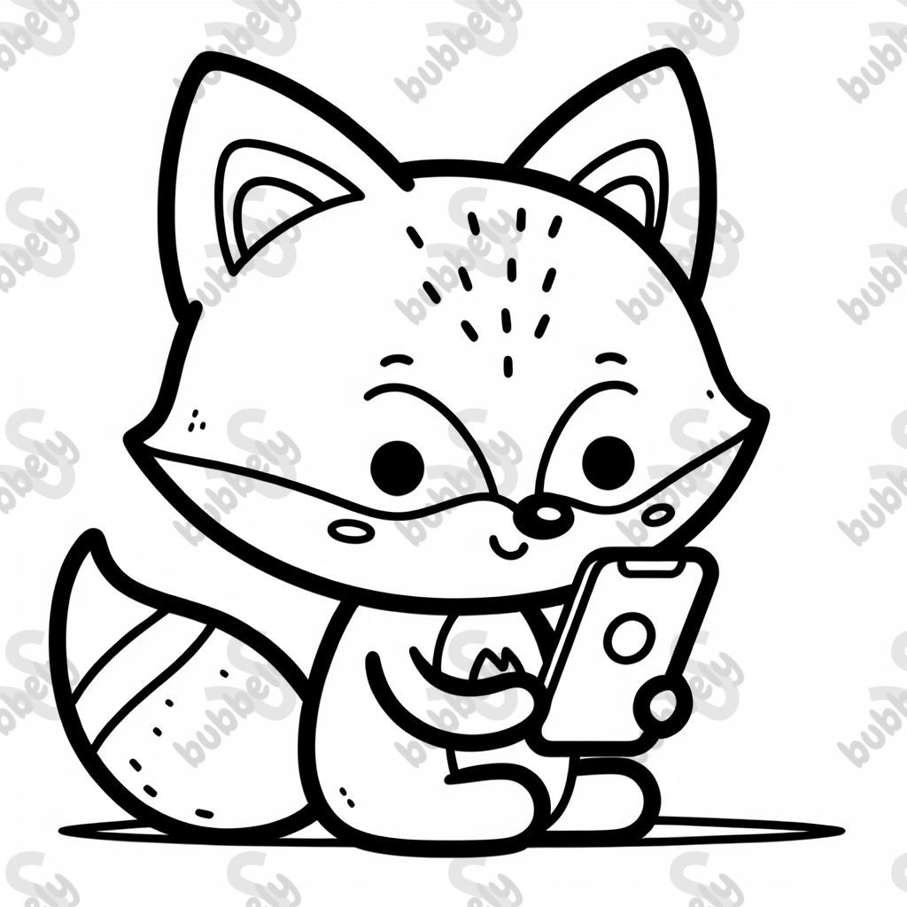 Fox with phone Fox with phone
