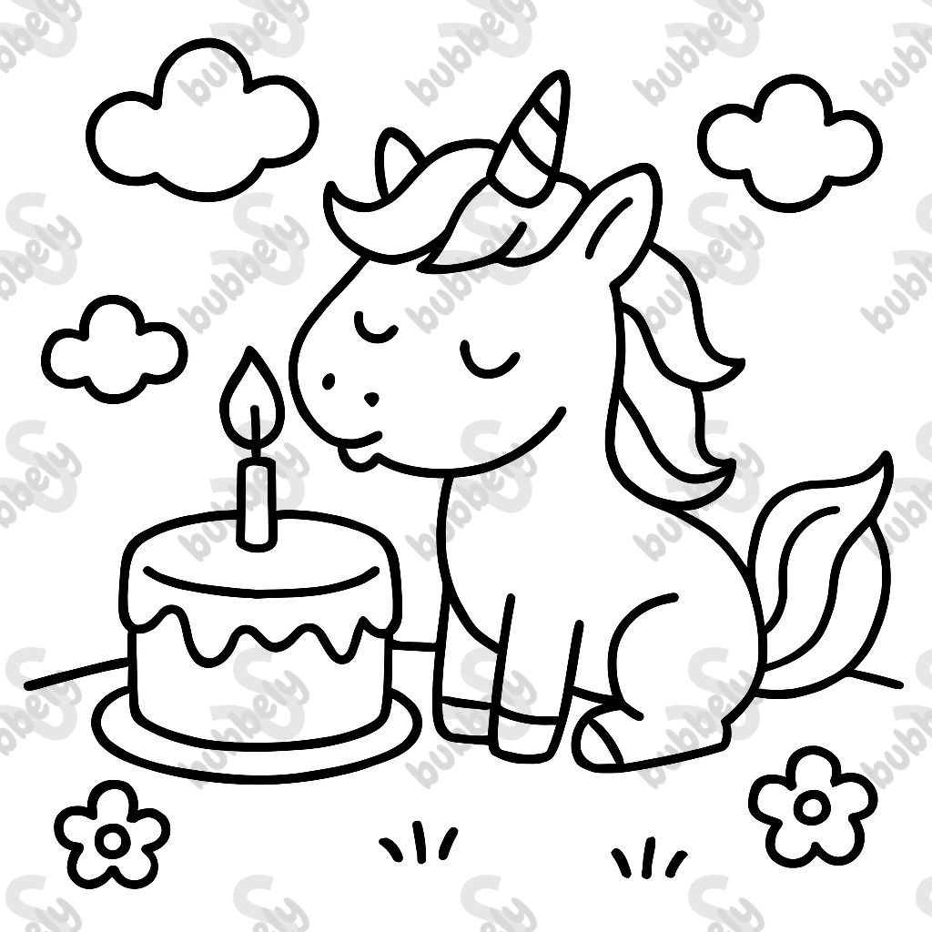 A Unicorn blowing out cake.