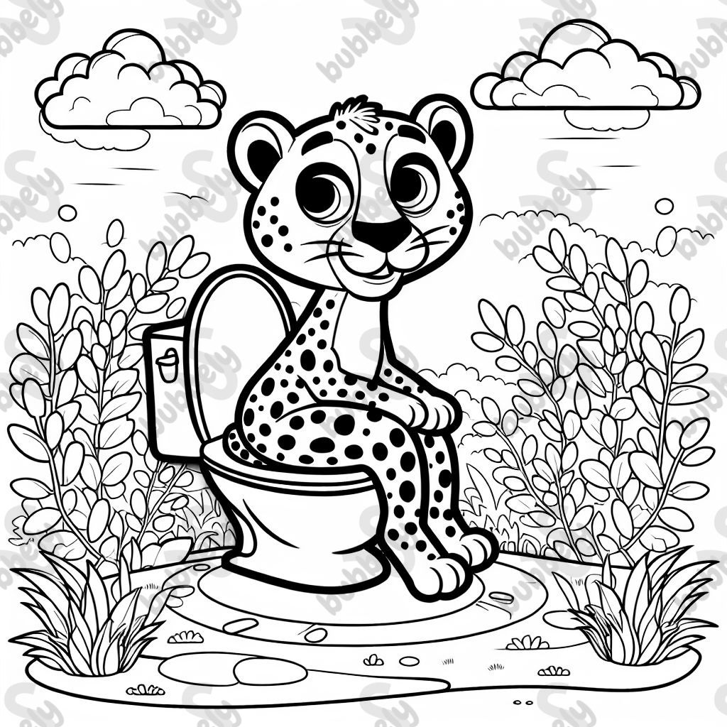 cheetah on a toilet