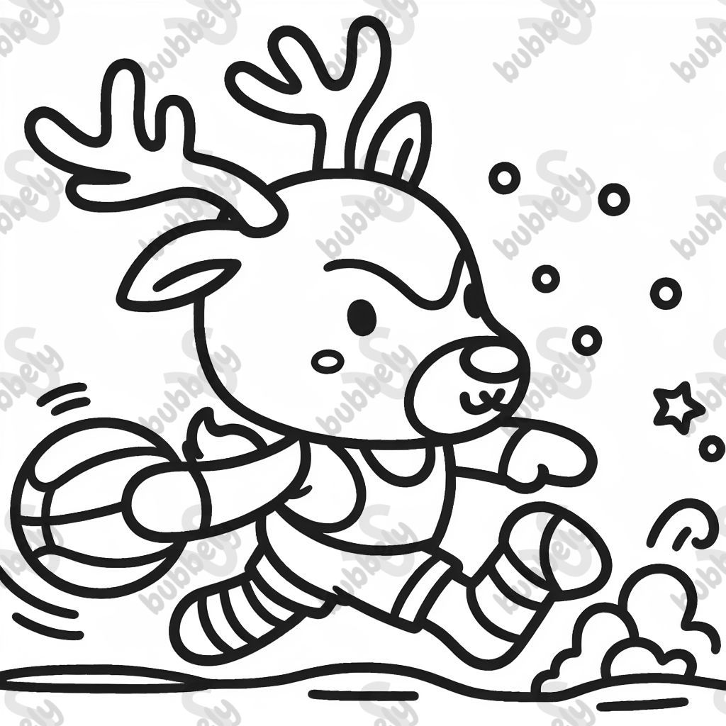 a reindeer playing basketball