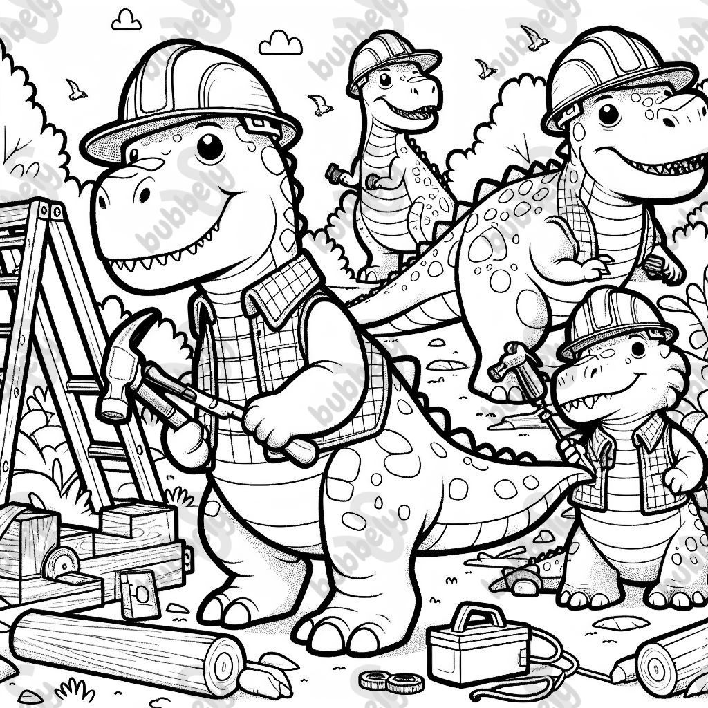 Dinosaur construction workers