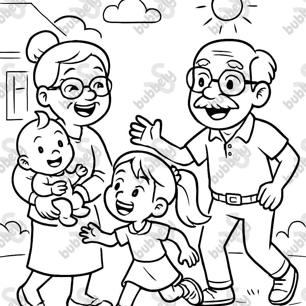 Grand-mère et Grand-père avec une fille et un bébé Grand-mère et Grand-père avec une fille et un bébé