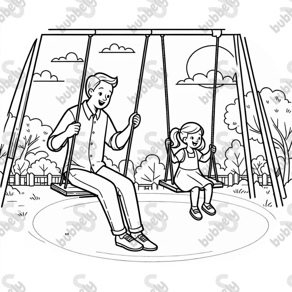 Fille et Papa se balancent