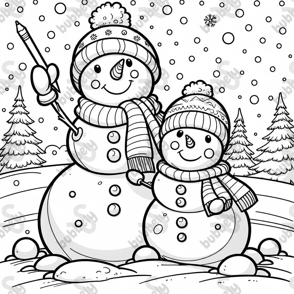 A mom snowman and kid snowman