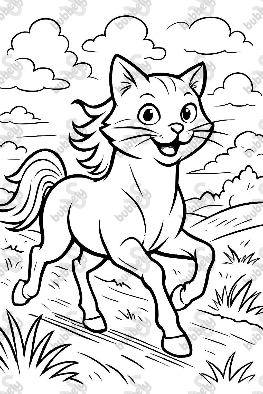 Un cheval avec une tête de chat