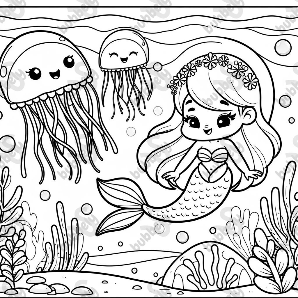 A beautiful mermaid and jellyfish! A beautiful mermaid and jellyfish!