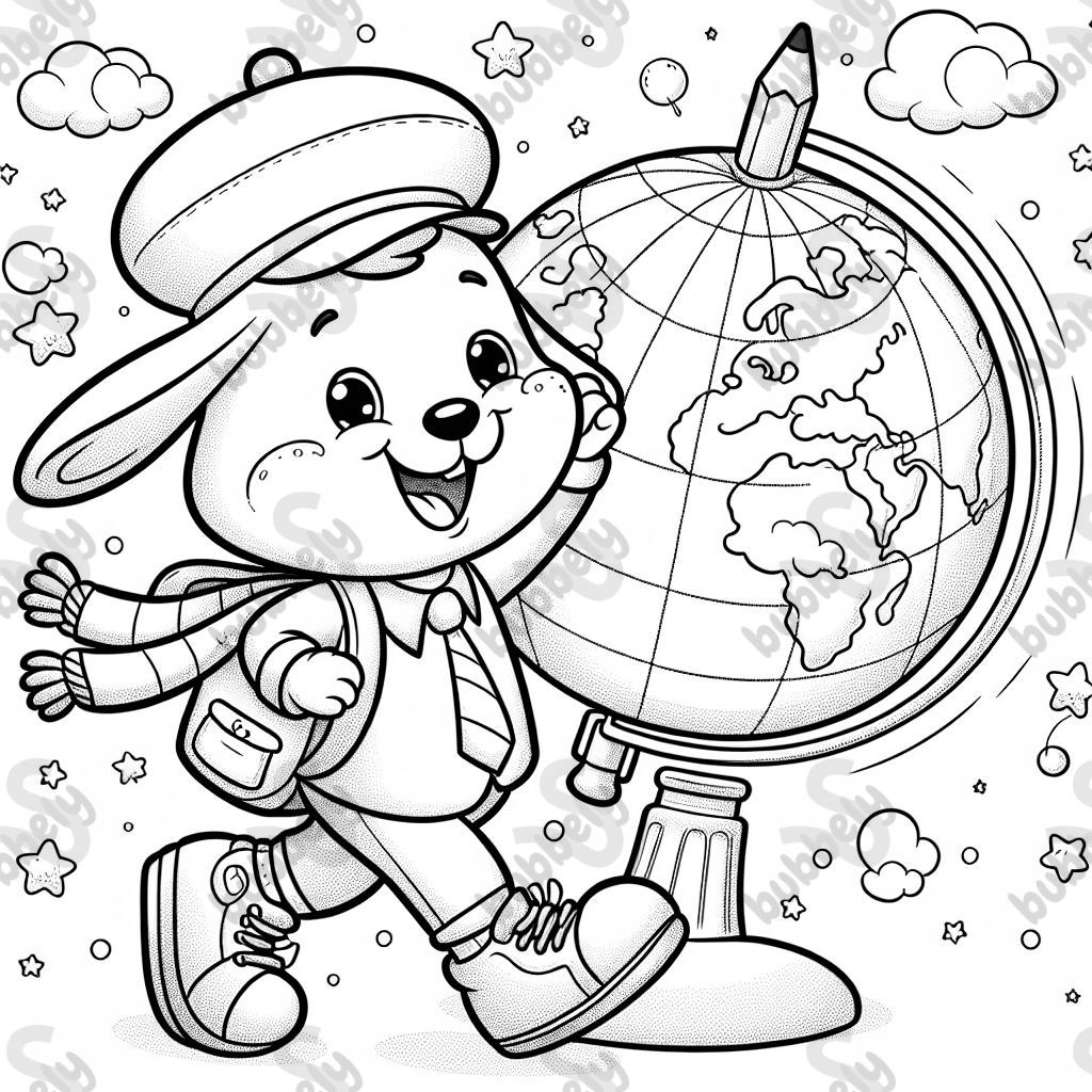 Je veux la mascotte de mon école, trébucher sur un globe.