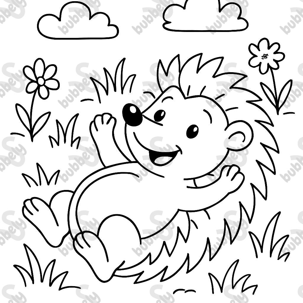 Un hérisson couché sur le dos dans la prairie.