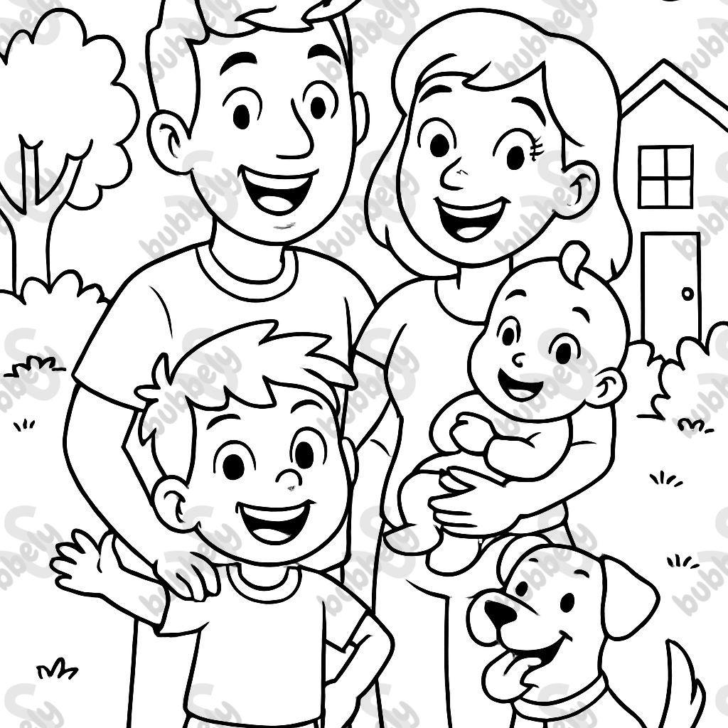 mom dad son baby brother dog