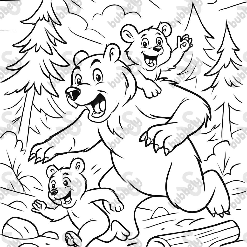 A bear family in the forest