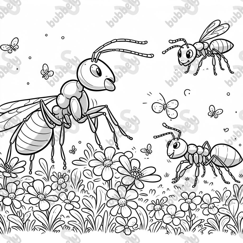 scientifically accurate ants in a flowering grass