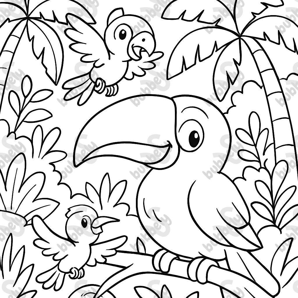 tropical birds in the forest