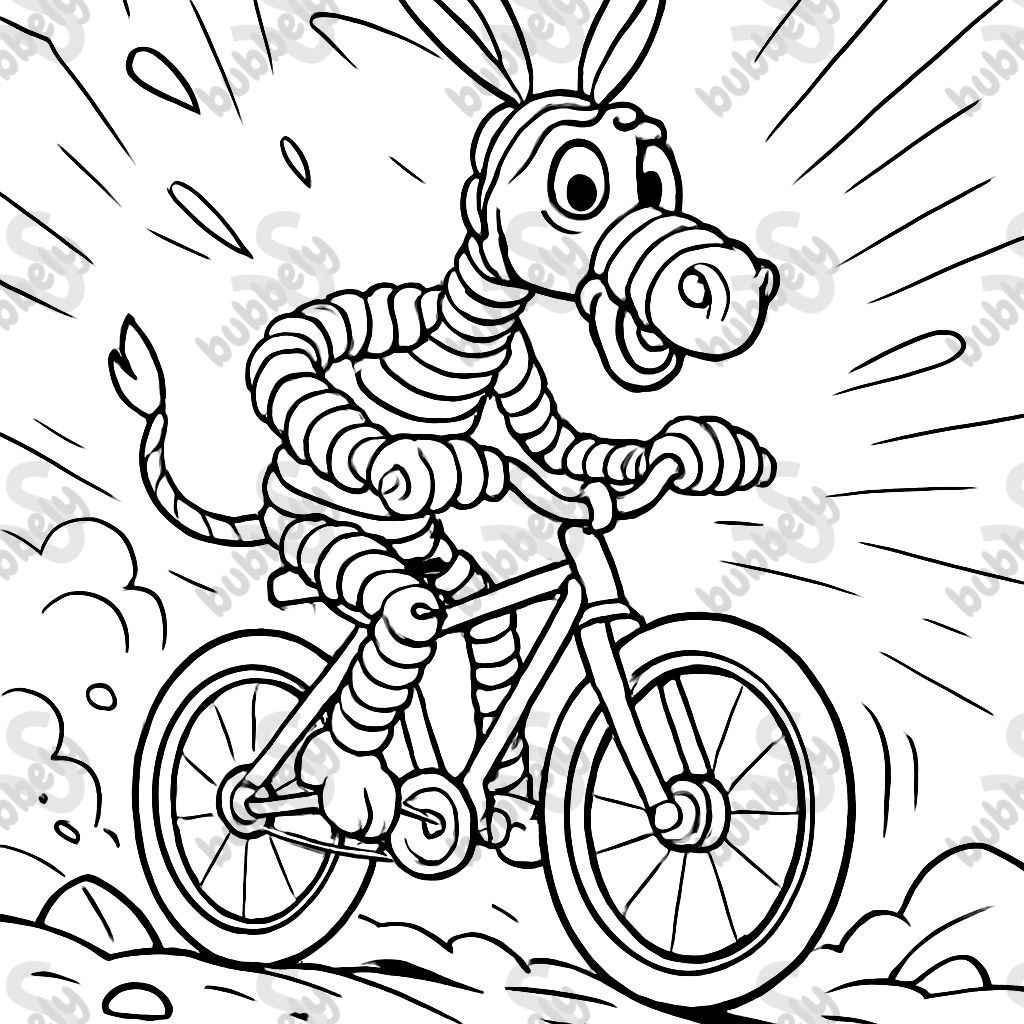 a wire-crafted donkey with a bicycle