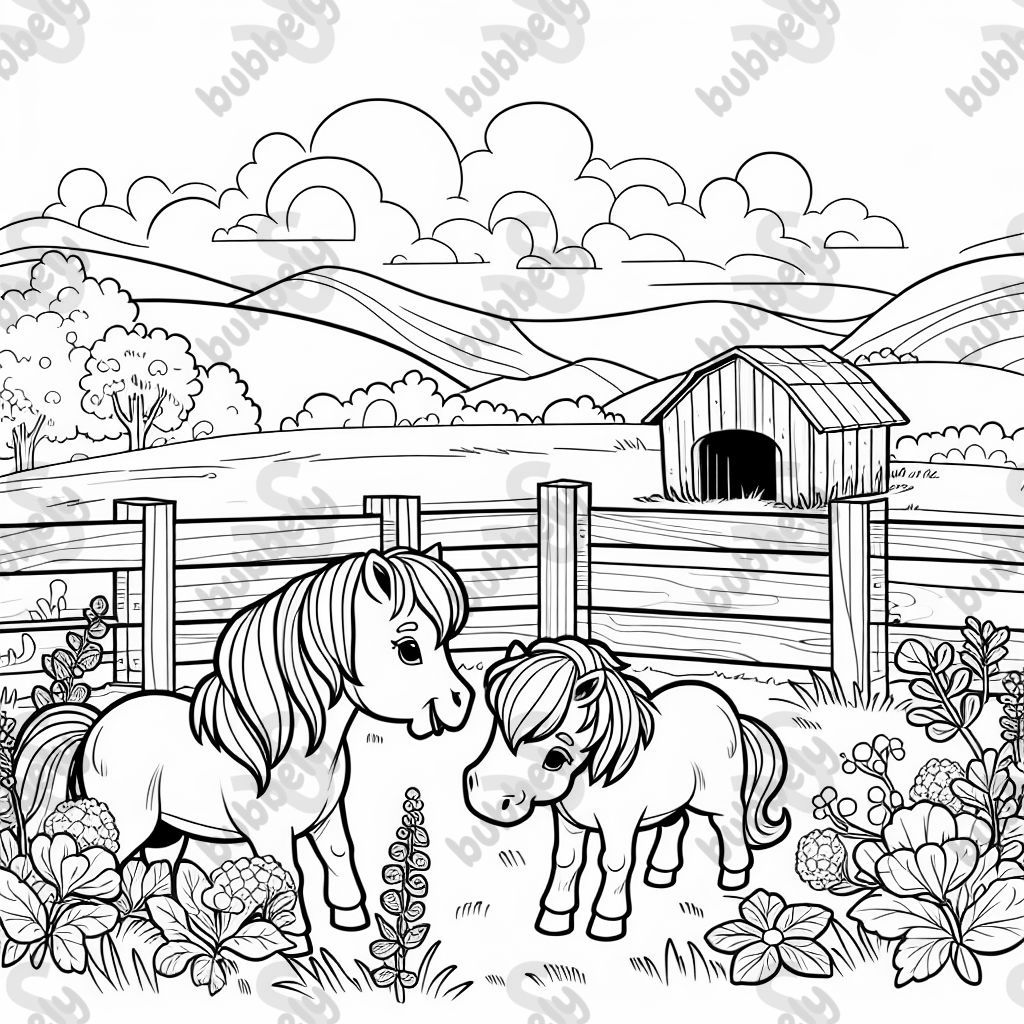 A paddock with two ponies.