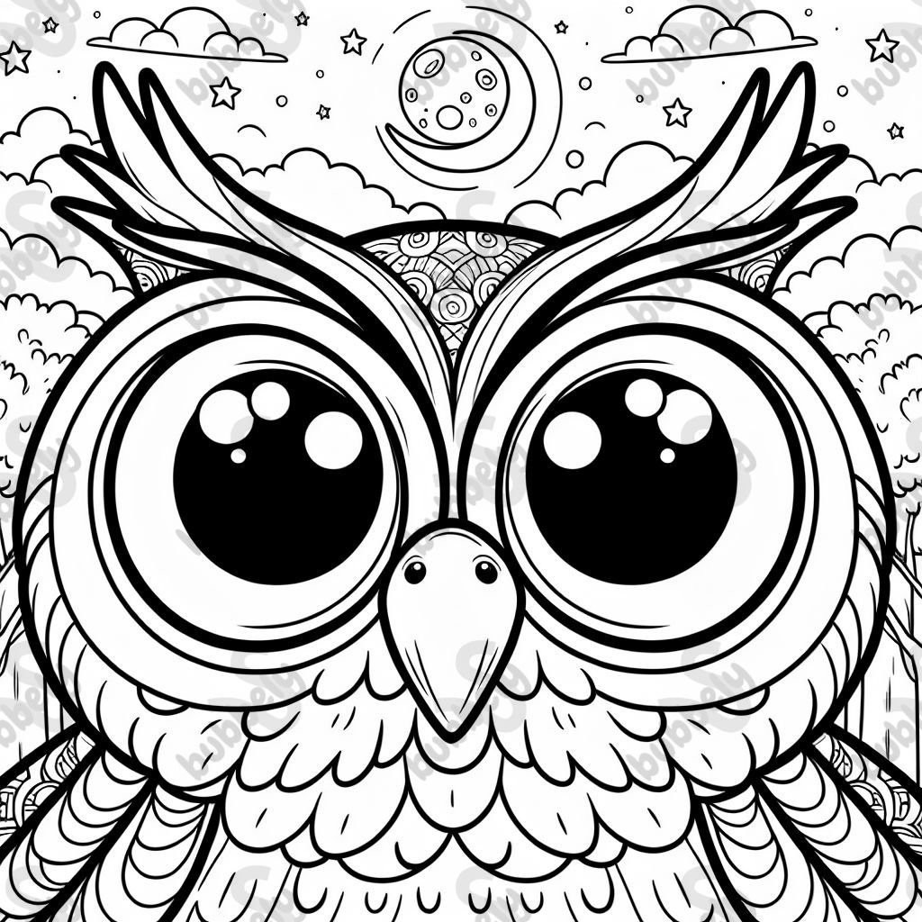 owl face with big eyes