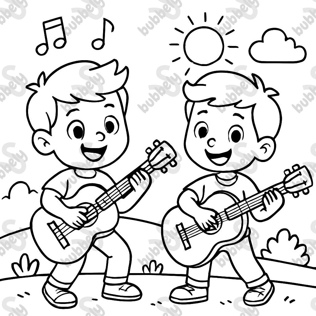twins playing guitar