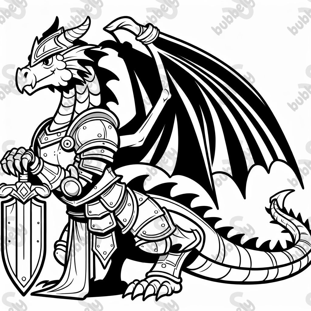 einen drachen in ritterrüstung