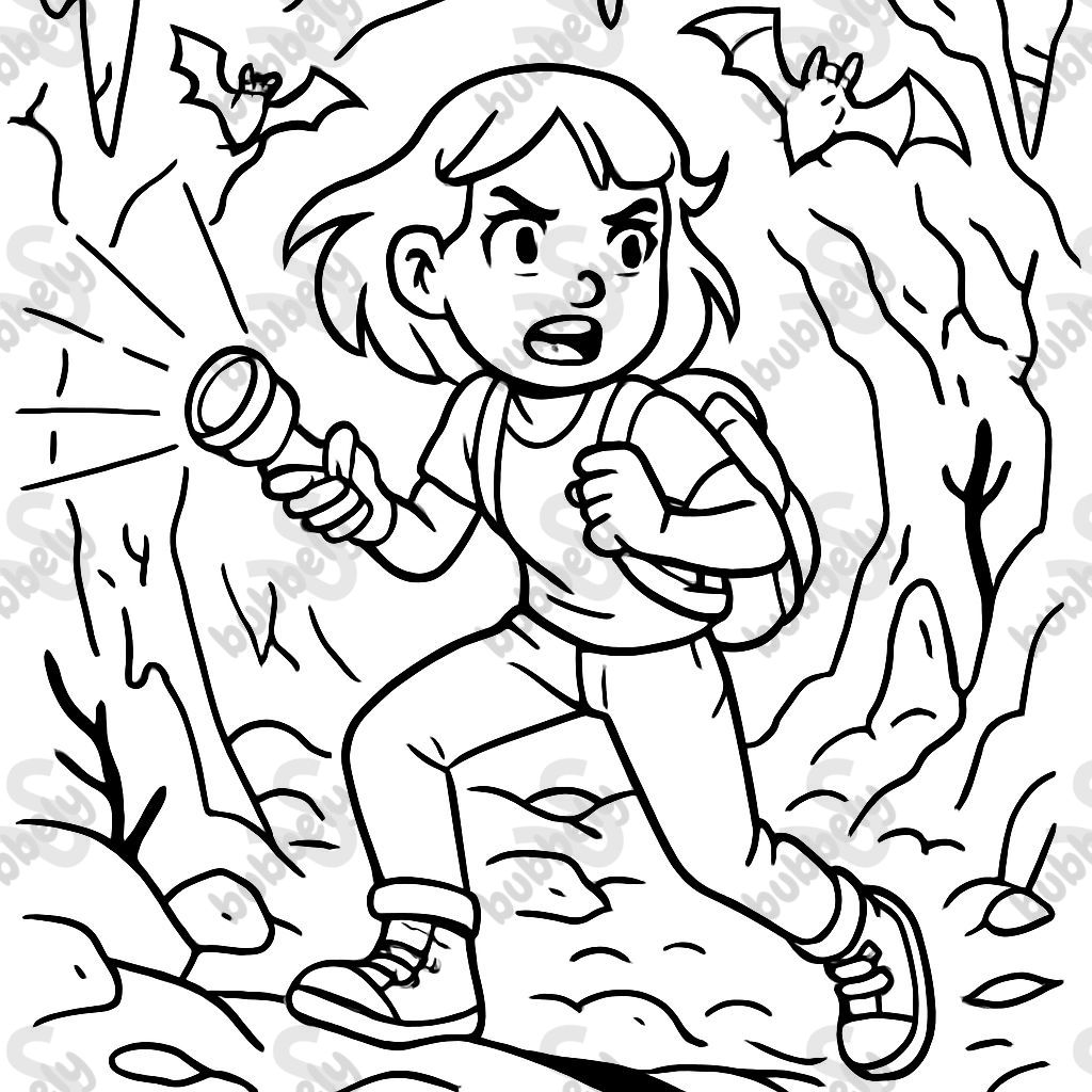 Girl in a very spooky cave
