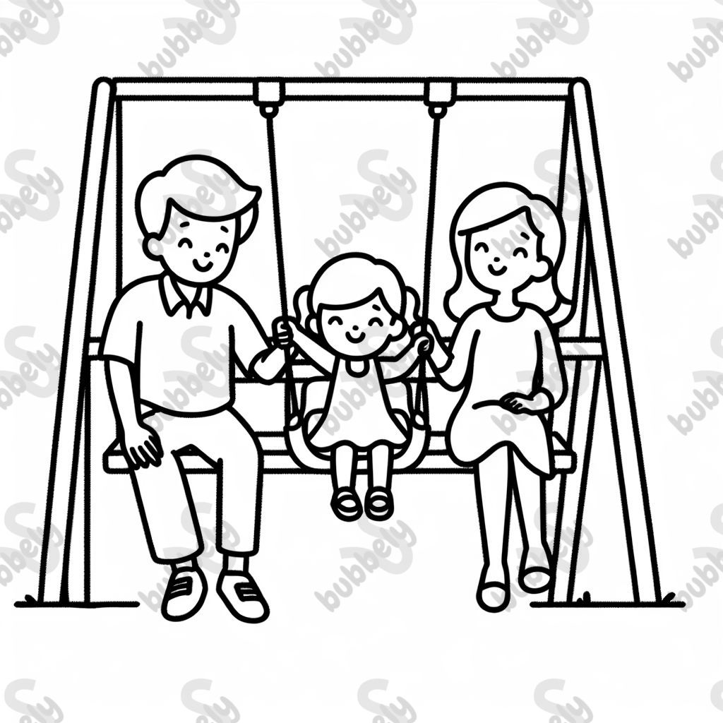 Schaukel mit Papa Mama und tochter