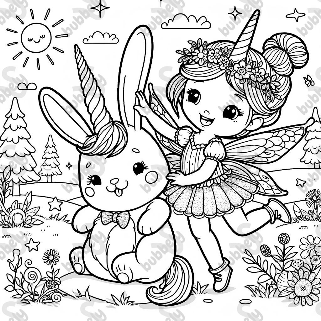 Fairy and a bunny with a unicorn horn