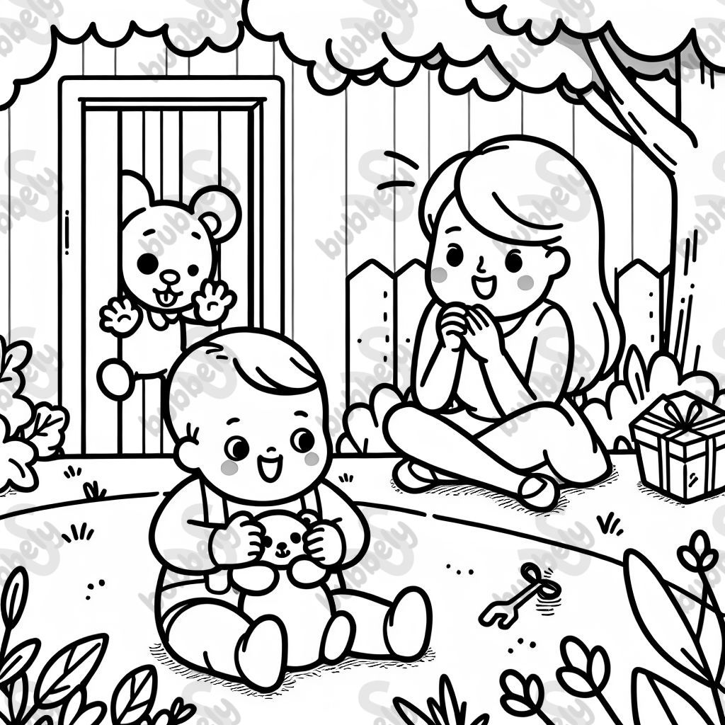 ein Baby das sich versteckt und Mama sucht es