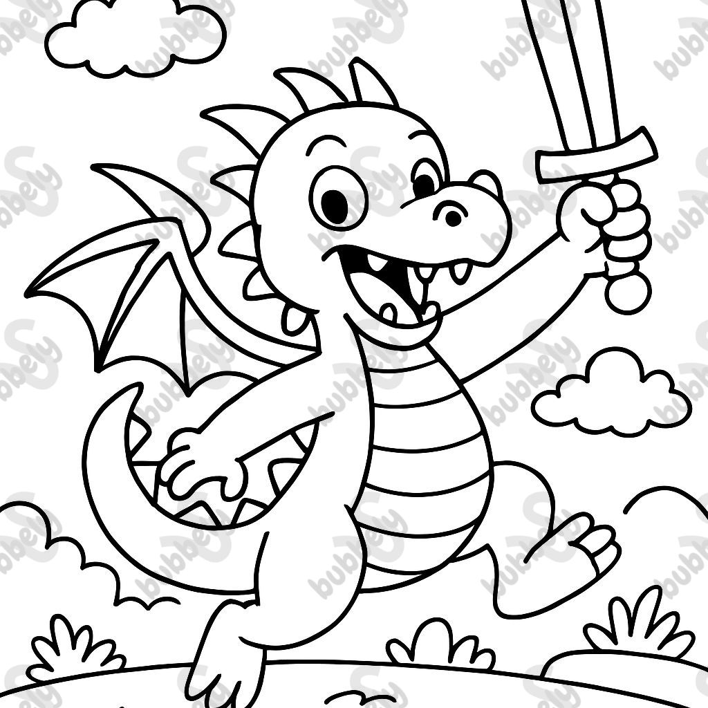 a dragon with a sword